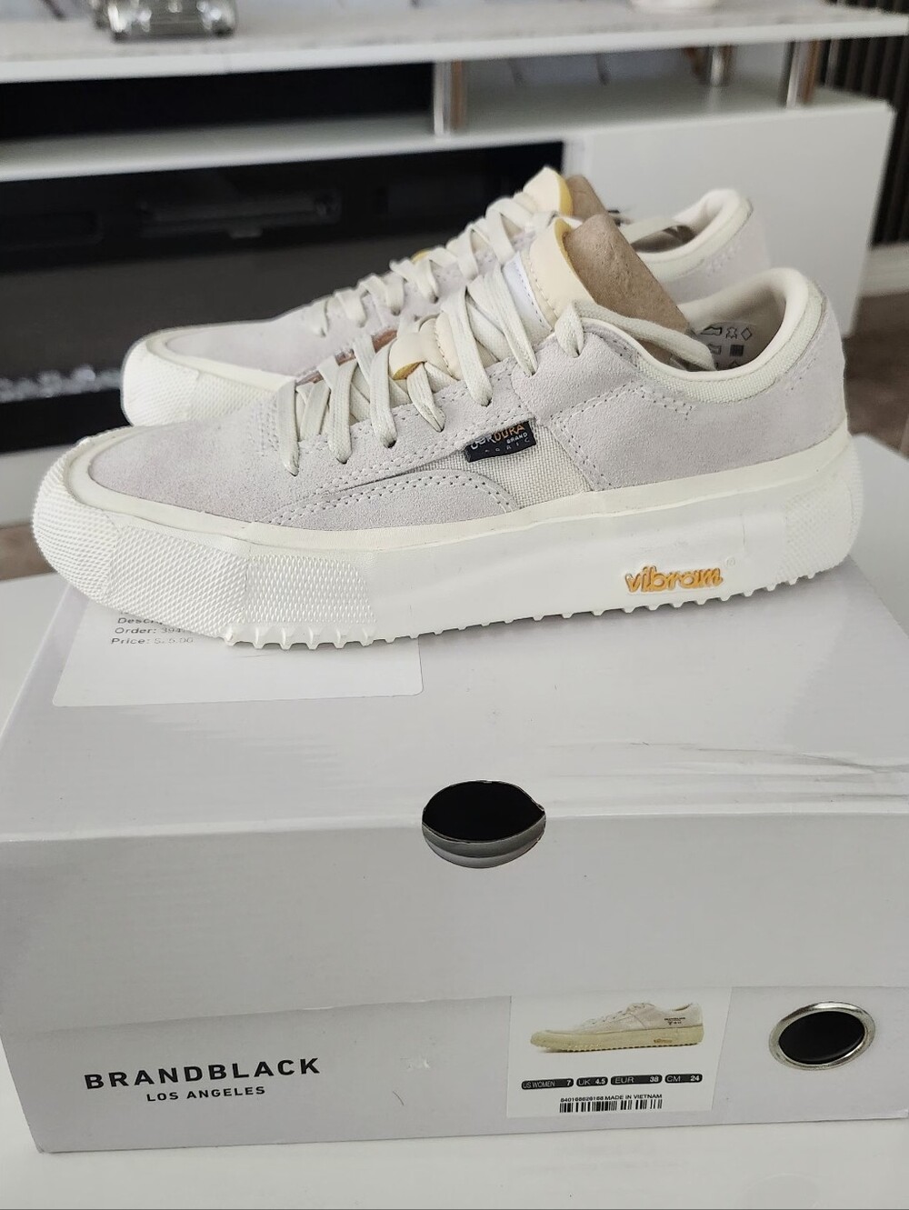 BRANDBLACK Men’s Cream Suede Low-Top Sneakers with Vibram Sole